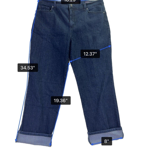 Gloria Vanderbilt Womens Dark Wash Denim Amanda Cuffed Capri Jeans Size 16S