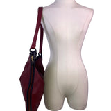 Burgundy Shoulder Bag With Black Trim Faux Leather Classic Design