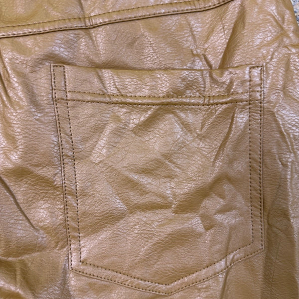 Lysse Womens Brown Polyurethane Faux Leather Pants Chic Stretch Flared Design Sz