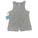 Cece Womens Silver Sequin Top Sleeveless Crew Neck Size M