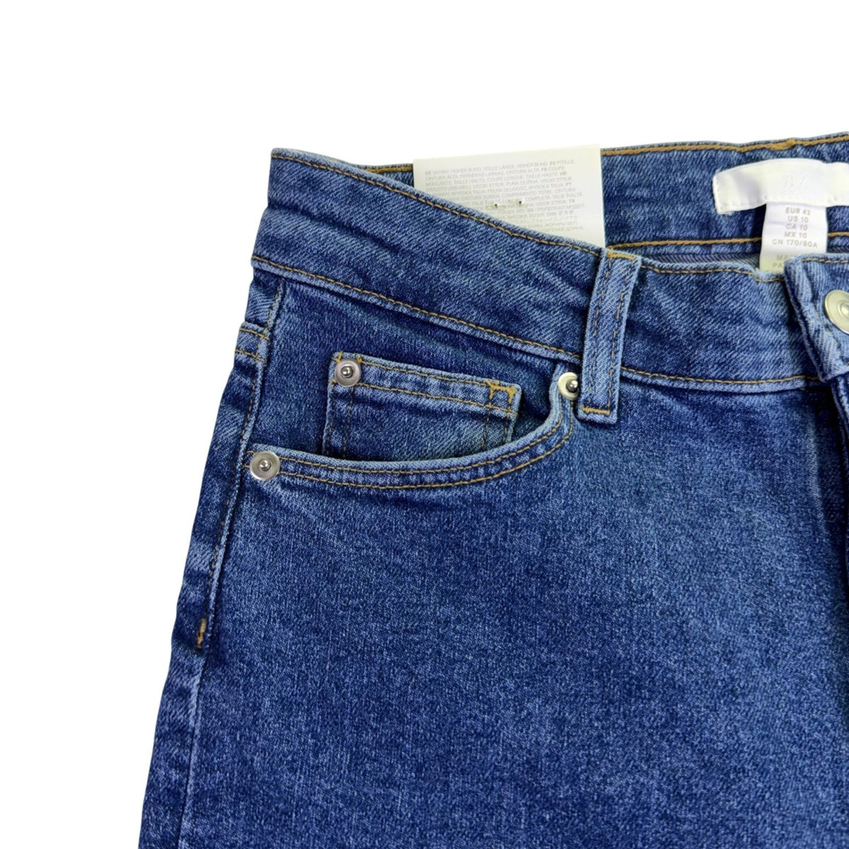 H&M Womens Cotton Stretch High-Waist Skinny Jeans Full-Length Size 10 / EUR 42