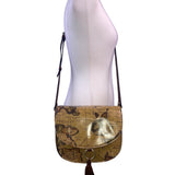 Patricia Nash Women’s European Map Leather Tassel Adjustable Strap Crossbody Bag