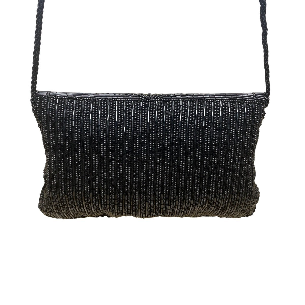 André Cellini Women’s Black Beaded Elegant Scallop Design Formal Crossbody Bag