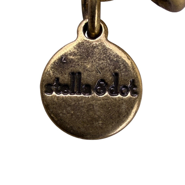Stella & Dot Womens Gold Tone Brass Necklace With Smoky Crystals 