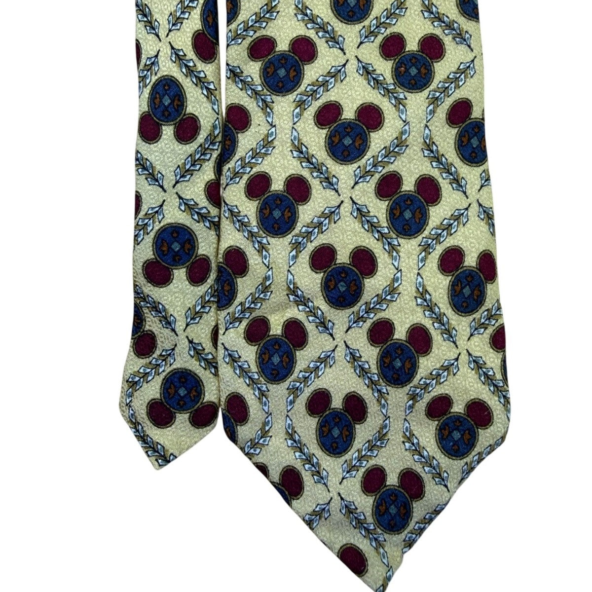Disney Mens Gold 100% Silk Tie With Mickey Mouse Design Pattern