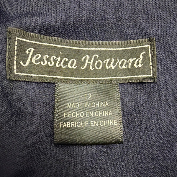 Jessica Howard Womens Navy Midi Fit & Flare Dress Size 12 Tag