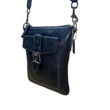 Coach Women’s Black Leather Front Buckle Detail Adjustable Strap Crossbody Bag