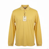 Tommy Bahama Mens Yellow Silk & Cotton Long Sleeve Polo Shirt Comfortable Sz XL