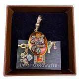 Jay Strongwater Womens Gold Tone Enameled Floral Locket Charm With Gemstones