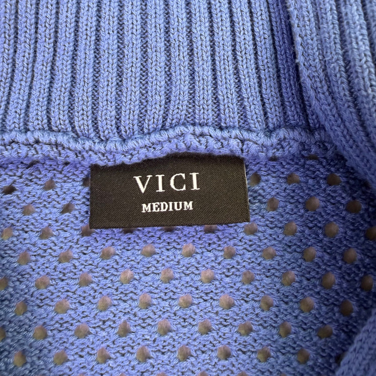 Vici Womens Royal Blue High Neck Sleeveless Textured Knit Sweater Vest Sz M