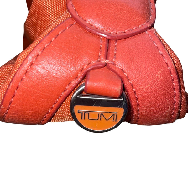Tumi Women’s Orange Nylon Zip Top Front Zipper Accents Shoulder Bag