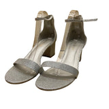 Dream Pairs Womens Silver Glitter Synthetic Low Chunk Heel Sandals Size 11