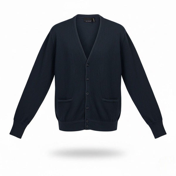 Bill Blass Mens Navy Cardigan Sweater V-Neck Casual Button Front Knit Sz L