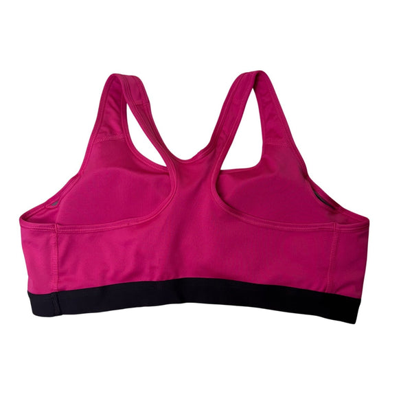 Nike Womens Pink Sports Bra Dri-Fit Medium Support With Black Trim Sz XL