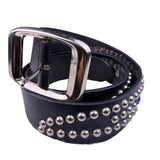 Betsey Johnson Womens Black Leather Studded Belt Silver Buckle Retro Design