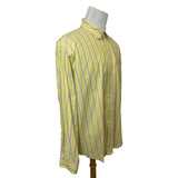 Ralph Lauren Men's Yellow With Pink Stripes Long sleeve Button Up Shirt Sz -XL