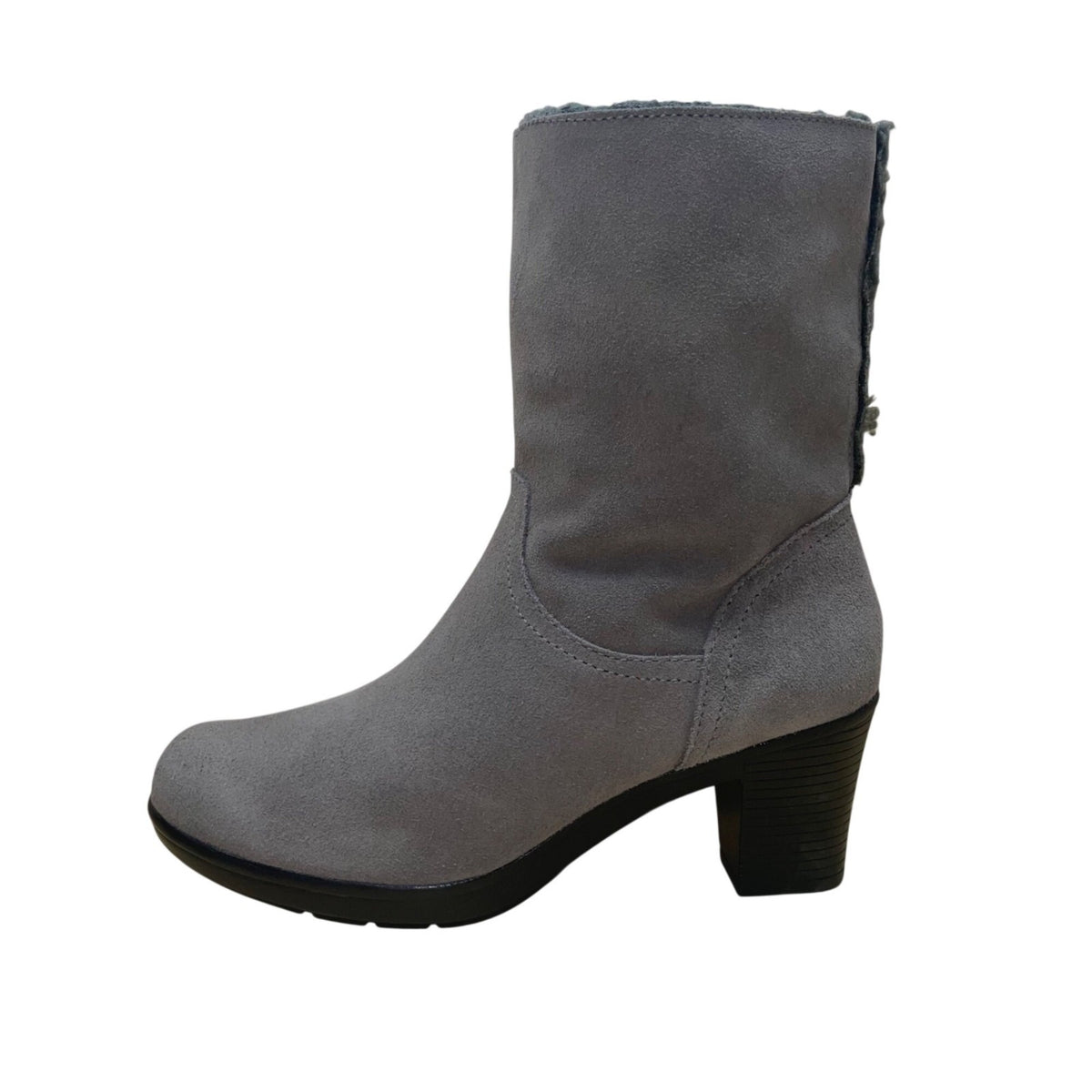 Clarks Women’s Gray Faux Suede & Fur Lined Bendable Winter Heeled Boots Size 7M