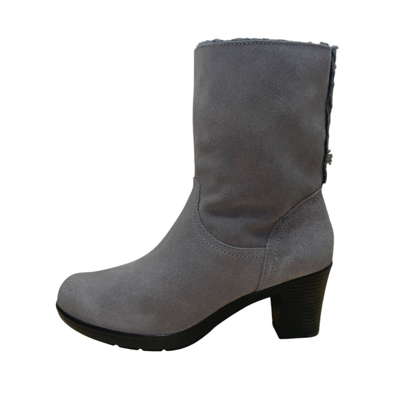 Clarks Women’s Gray Faux Suede & Fur Lined Bendable Winter Heeled Boots Size 7M
