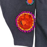 Cedars Womens Black Wool Sweater Sequin Embellished Circles Size L