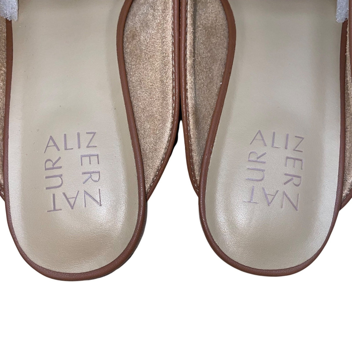 Naturalizer Women’s Brown Faux Leather Slip-On Chain Detail Mule Flats Size 8W