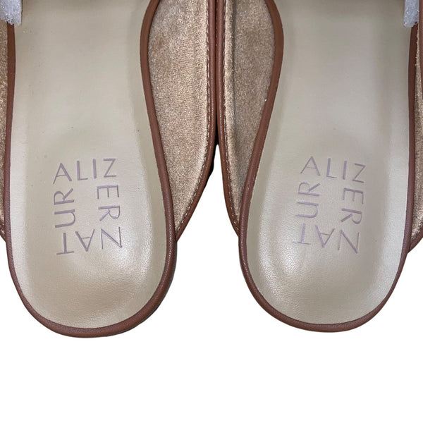 Naturalizer Women’s Brown Faux Leather Slip-On Chain Detail Mule Flats Size 8W