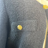 Vintage Black Bouclé Skirt Suit With Gold Button Details