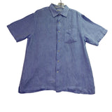 Alex Cannon Mens Blue Linen Button-Down Short Sleeve Shirt  Casual Sz XL