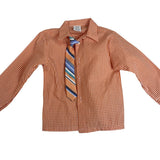 Izod Boys Orange Gingham Shirt & Striped Clip-On Tie Set Size 6