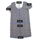 Nipon Womens Black & White Checker Silk Dress Short Sleeve US Checkered Size 12