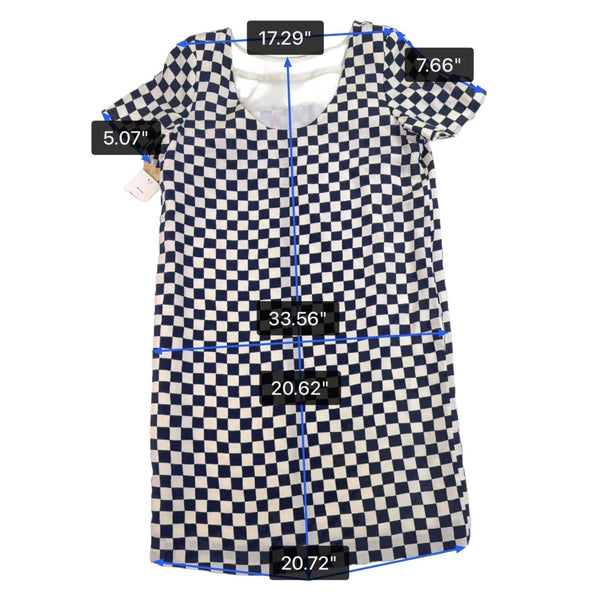 Nipon Womens Black & White Checker Silk Dress Short Sleeve US Checkered Size 12