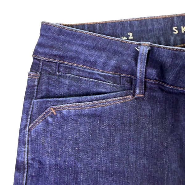 White House Black Market Womens Dark Blue Denim Skinny Flare Jeans Size 2