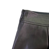 Loft Petites Womens Dark Olive Faux Leather Mini Skirt Size 4P Chic