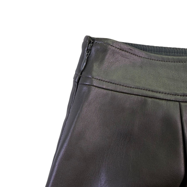 Loft Petites Womens Dark Olive Faux Leather Mini Skirt Size 4P Chic
