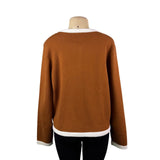 Pretty Garden Womens Brown/White Button-Front Cardigan Sweater Size XXL - New