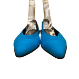 Sandalista Handmade In Greece Women’s Blue Slingback Pointed-Toe Flats Size 39