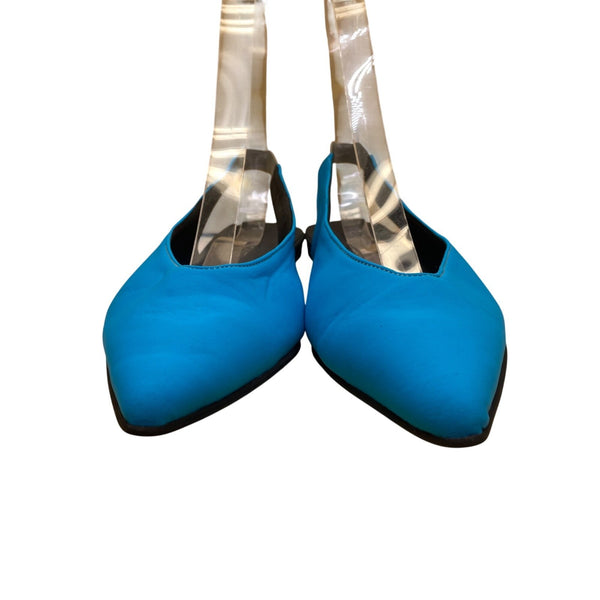 Sandalista Handmade In Greece Women’s Blue Slingback Pointed-Toe Flats Size 39