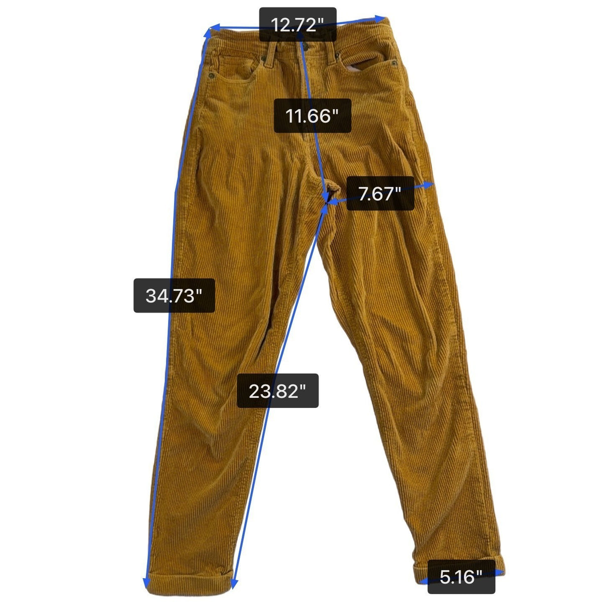 American Eagle Womens Mustard Yellow Corduroy Super Stretch Pants Size 0 R