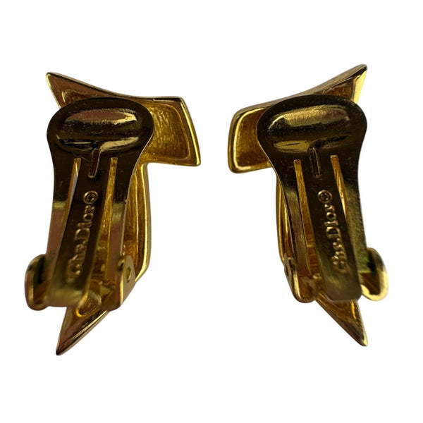 Christian  Women’s Gold Tone Black Rhinestone Clip-On Earrings Fashion Jewel