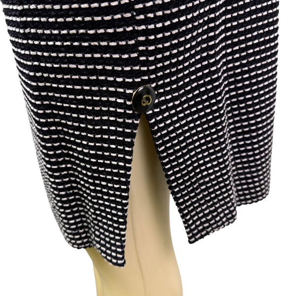 St. John Womens Black Knit Jacket & Skirt Set White Dotted Pattern Size  4 & 6