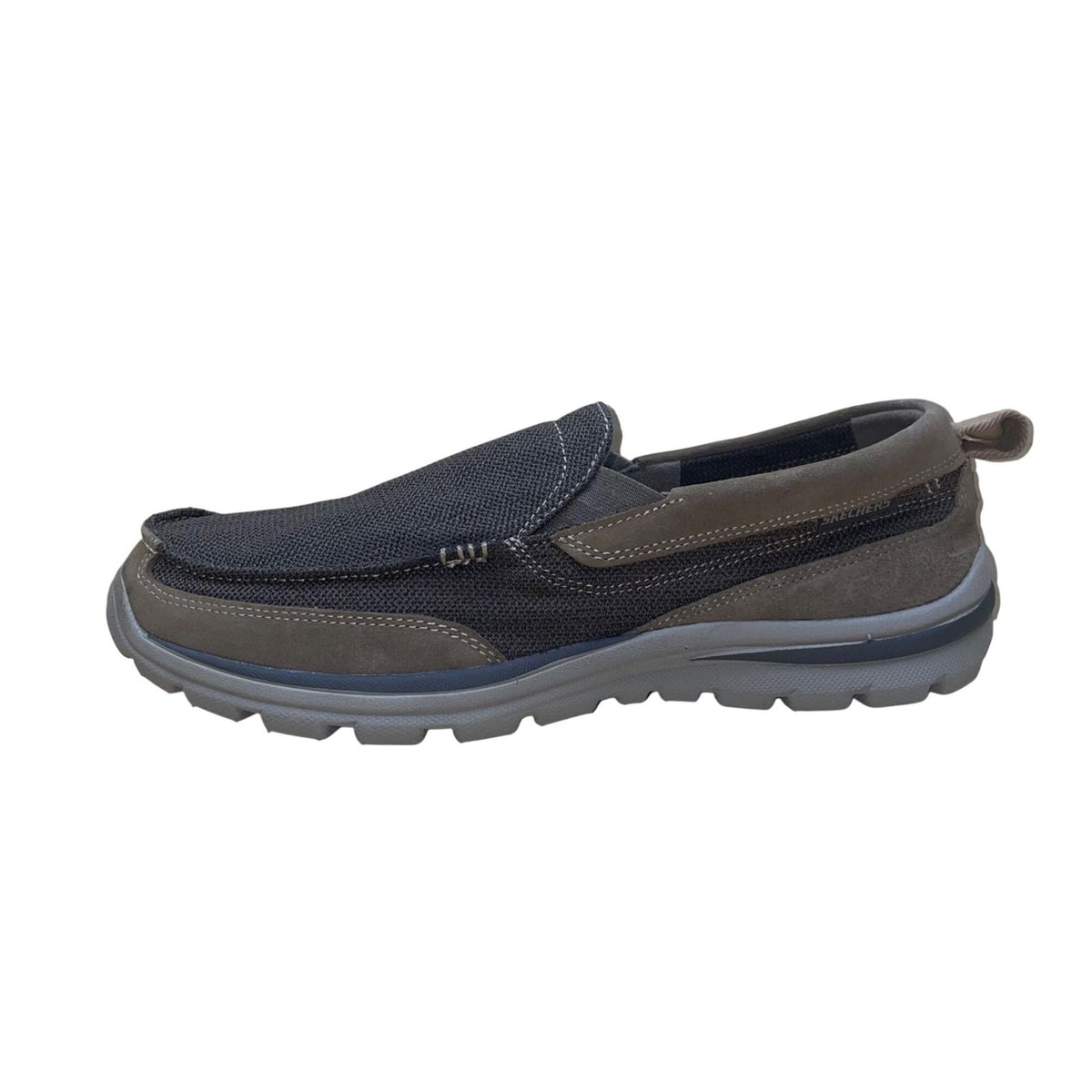 Skechers Men’s Brown Mesh & Leather Slip-On Relaxed Fit Loafers Size 10.5