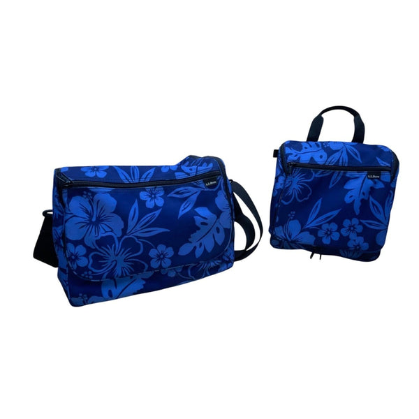 L.L. Bean Women’s Blue Floral With Adjustable Shoulder Strap Travel Bag