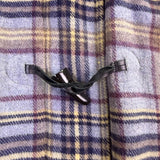 L.L. Bean Womens Plaid Wool-Blend Hooded Toggle Coat Blue/Yellow Sz M