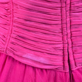 Vintage Red Long-Sleeve Chiffon Dress With Pleated Wrap Bodice Sz 10