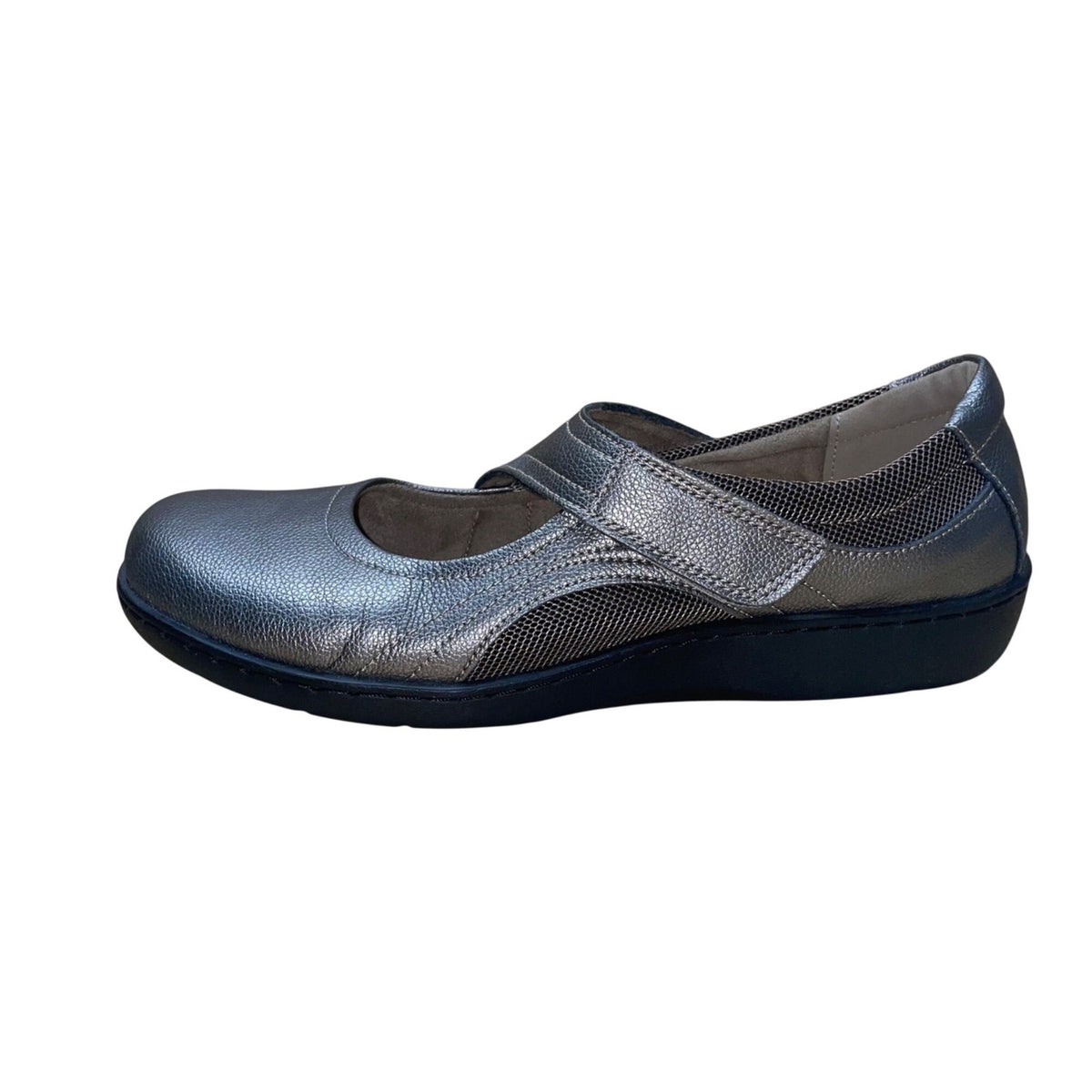 Oviaric Women’s Silver Faux Leather Strap Closure Mary Jane Shoes Size 9US