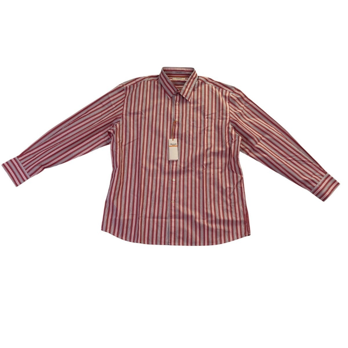 Faconnable Mens Red & White Cotton Striped Long Sleeve Button-Up Shirt Size XL