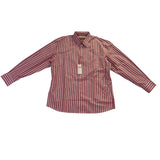 Faconnable Mens Red & White Cotton Striped Long Sleeve Button-Up Shirt Size XL