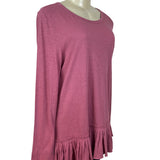 Lori Goldstein LOGO Womens Pink Long-Sleeve Ruffle Hem Tunic Size M