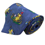 Classic Pooh Mens Blue 100% Silk Necktie Winnie The Pooh Piglet Novelty Print