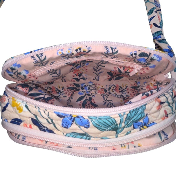Vera Bradley Women’s Pink Quilted Floral Adjustable Strap Evie Crossbody Bag