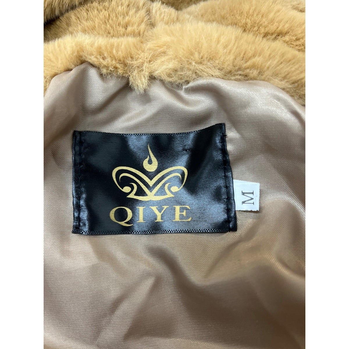 Women's Sand Brown Faux Fur Vest Qiye Size M, hook and eye clousure